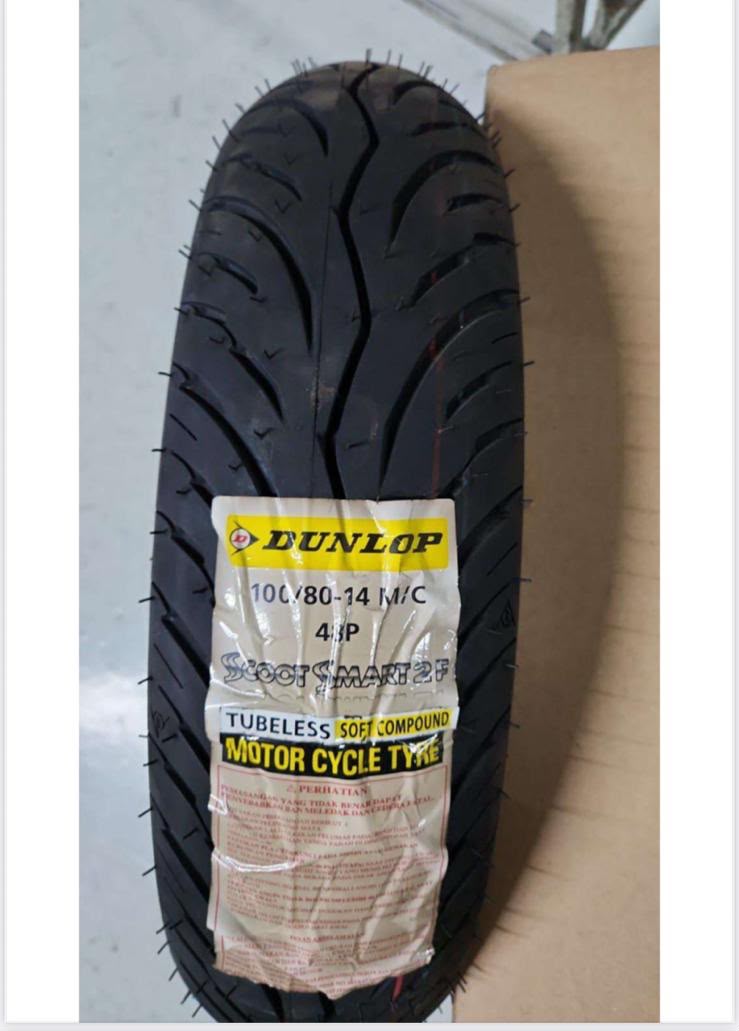DUNLOP TUBELESS  TYRE 100/80-14